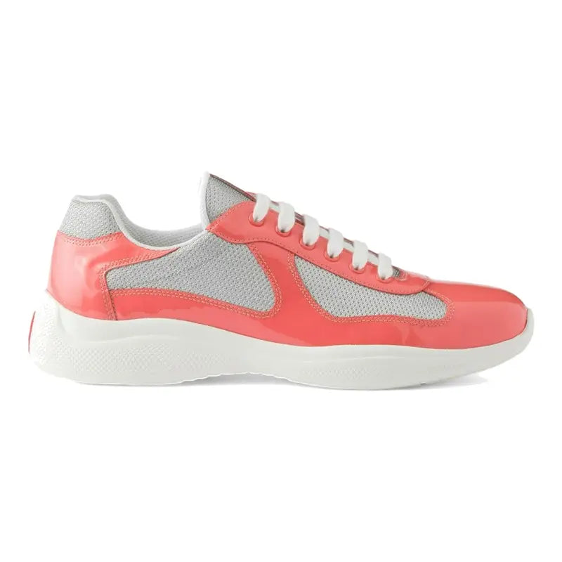 Prada America's Cup Koralle Silber Luxus Sneaker – Ikonisch, Sportlich, Elegant für Herren