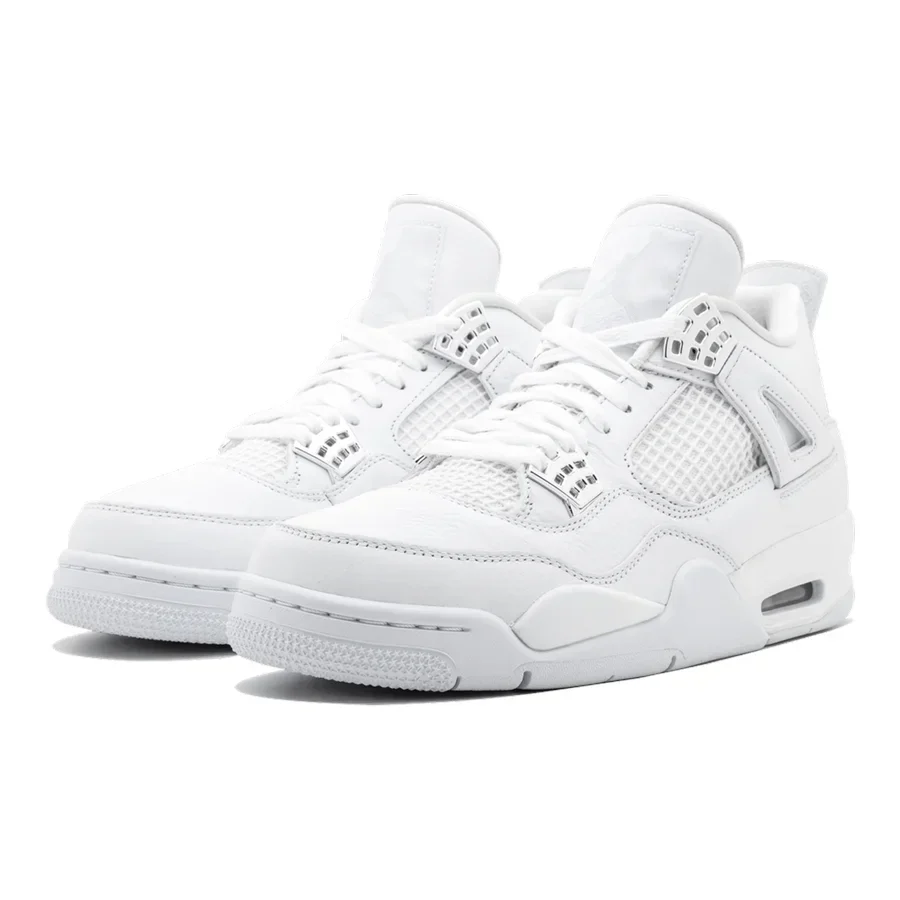 Air Jordan 4 Retro "Pure Money" Sneaker: Ikonischer Weißer Leder-Klassiker für Sammler