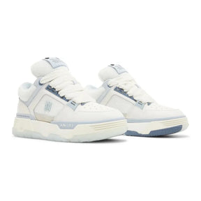 Amiri MA-1 Weiß Blau Varsity Sneaker: Leder, Chenille, Klobige Sohle