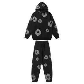 Denim Tears Schwarz-Grauer Tracksuit: Stilvoller Afrozentrischer Athleisure Anzug Herren
