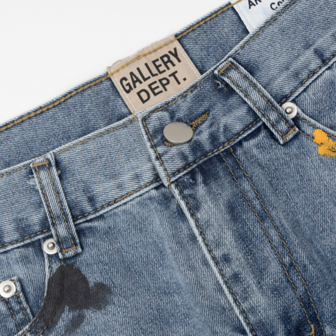 Exklusive Gallery Dept. Bemalte Designer Denim Jeans: Handgefertigter Streetwear Look