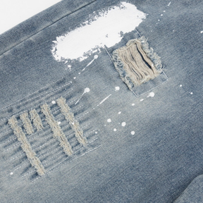 Einzigartige Gallery Dept. Handbemalte Künstler-Jeans – Deconstructed Streetwear Denim Hose