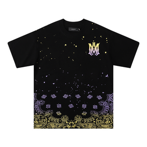 Amiri Bandana Bleichfarbe Spritzer T-Shirt Herren Baumwolle Luxus Streetwear