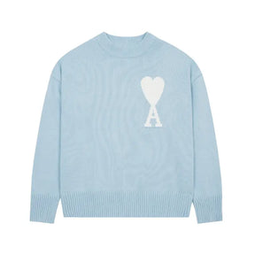 AMI Paris Unisex Merinowolle Strickpullover mit Herz-Logo – Luxuriöser Komfort und Stil