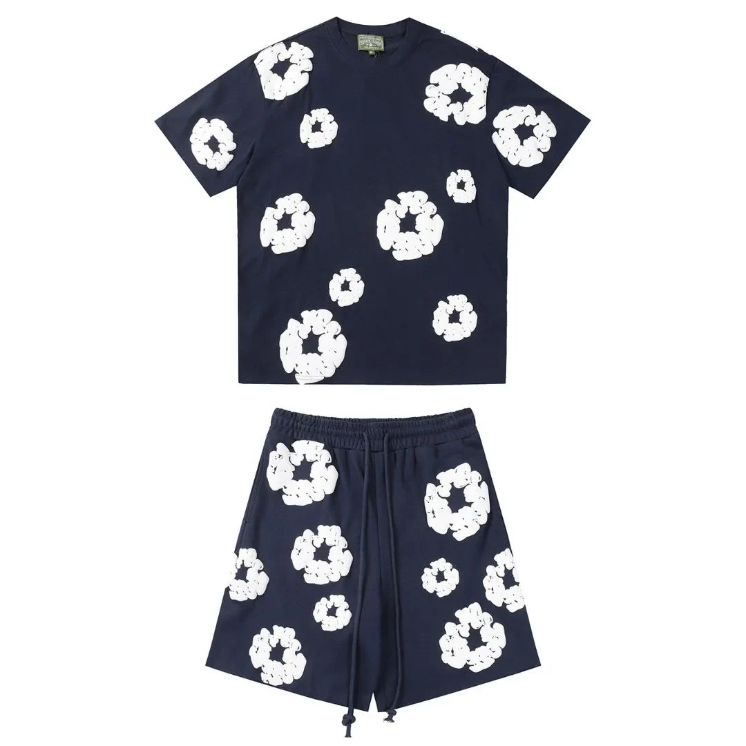 Denim Tears Marineblaues Baumwoll-Short-Set – Stilvoll, Bequem, Perfekt für den Sommer