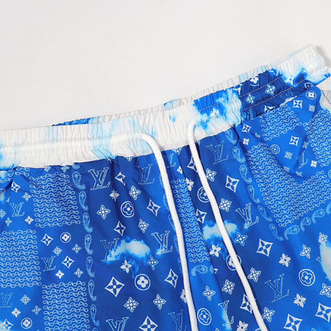 Exklusives Louis Vuitton Designer Short Set Luxuriöses T-Shirt & Shorts Freizeit Outfit