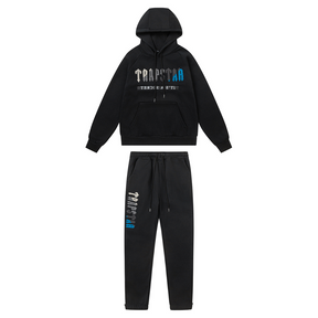 Trapstar Decoded 2.0 Kapuzen-Trainingsanzug Schwarz-Blau Streetwear Herren Set