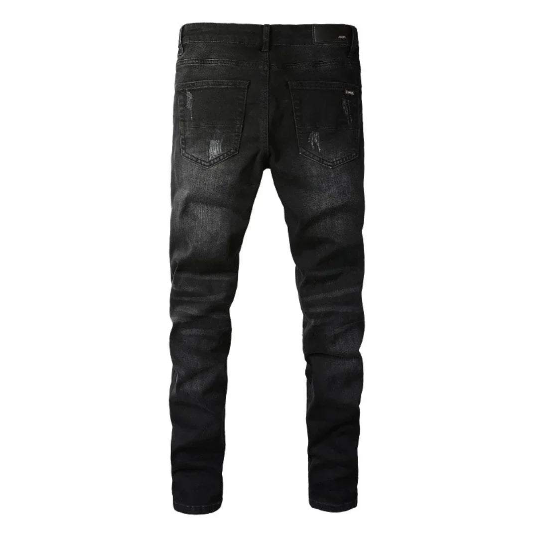 Amiri Schwarze Camo Jeans Herren Slim Fit Luxus Designer Streetwear Hose