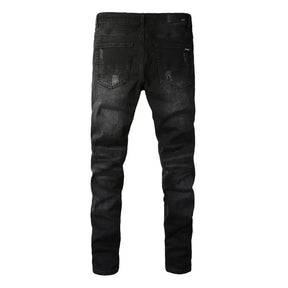 Amiri Schwarze Camo Jeans Herren Slim Fit Luxus Designer Streetwear Hose