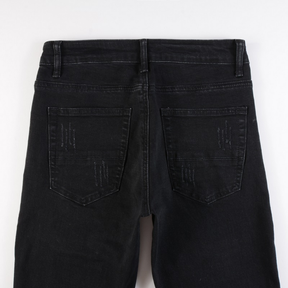 Amiri Schwarze Patch Logo Jeans Herren Designer Denim Hose Stretch Luxus Stil