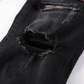 Amiri Schwarze Camo Jeans Herren Slim Fit Luxus Designer Streetwear Hose