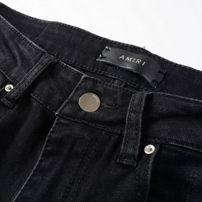 Amiri Schwarze Camo Jeans Herren Slim Fit Luxus Designer Streetwear Hose