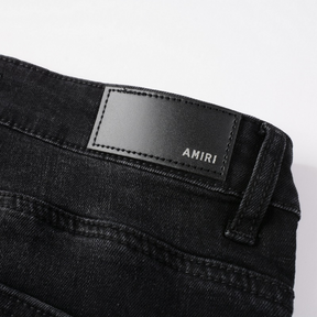 Amiri Schwarze Camo Jeans Herren Slim Fit Luxus Designer Streetwear Hose