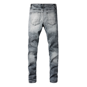 Amiri Herren Designer Jeans Schwarz Patchwork Slim Fit Rock-Style