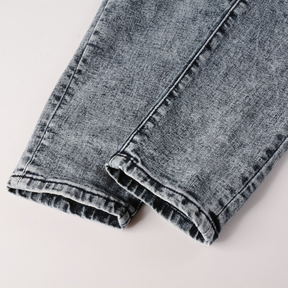Amiri Herren Designer Jeans Schwarz Patchwork Slim Fit Rock-Style