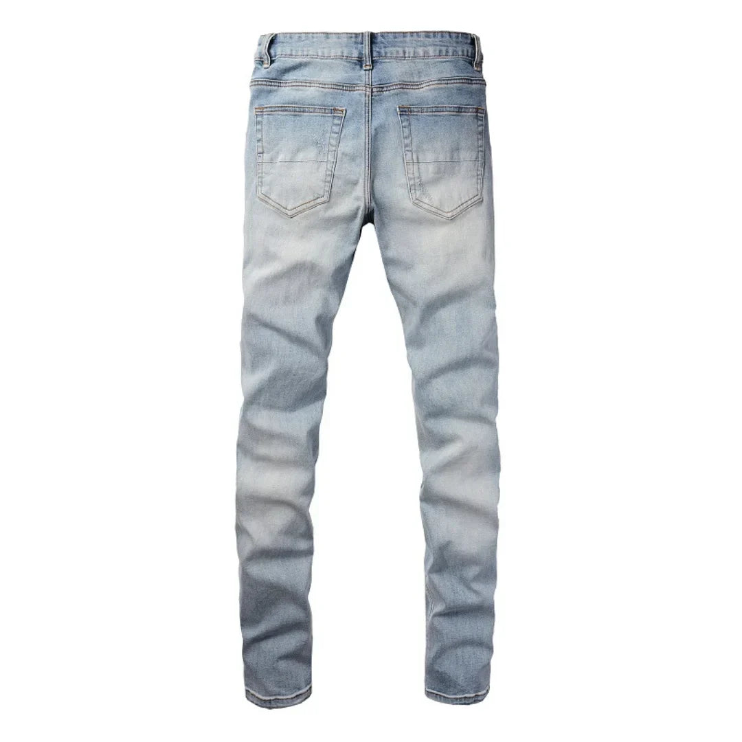 Amiri Blaue Diamond Jeans für Herren – Luxuriöse Designer Denim mit Distressed Details