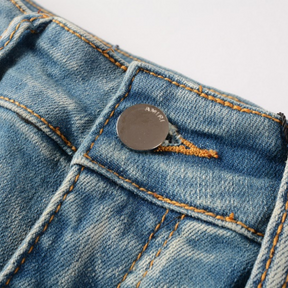 Amiri Slim Fit Designer Jeans mit Orangefarbenen Stern-Patches für Herren
