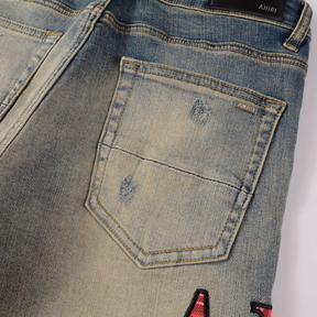 Amiri Luxuriöse Designer Logo Blue Jeans – Ultimativer Rock'n'Roll Street Style