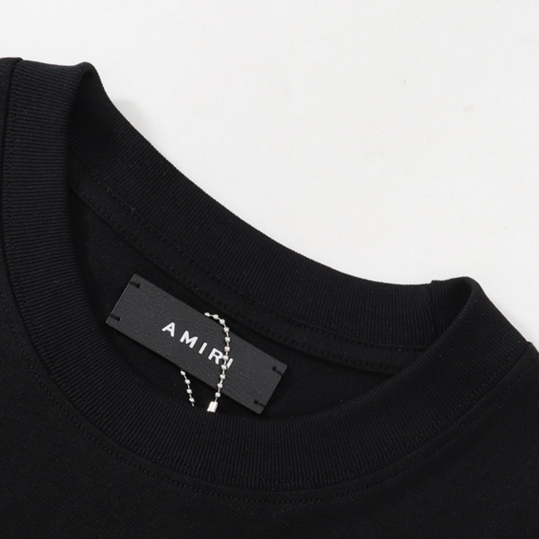 Amiri Designer Logo T-Shirt Herren Schwarz Baumwolle Luxus Streetwear Kurzarm