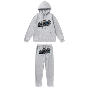 Trapstar Shooters 2.0 Kapuzen-Trainingsanzug Grau-Blau – Stylischer Athleisure Set