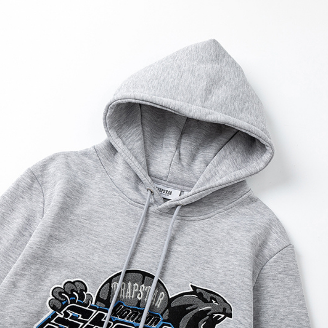 Trapstar Shooters 2.0 Kapuzen-Trainingsanzug Grau-Blau – Stylischer Athleisure Set