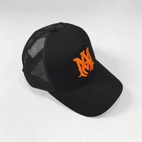 Amiri Luxus Designer Baseball Kappe Schwarz-Orange – Exklusiver Streetwear-Stil für Kenner