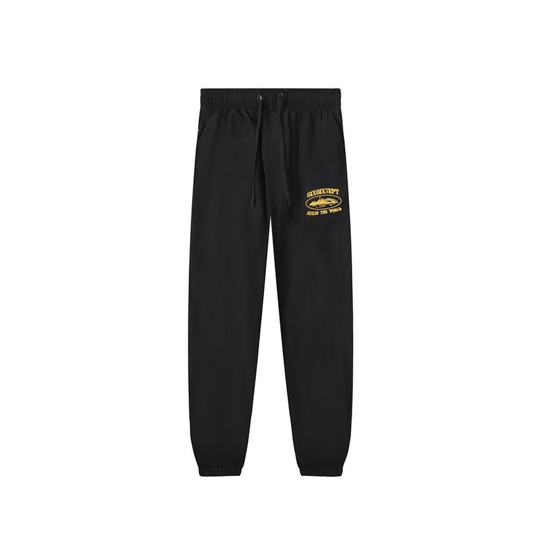 Corteiz Schwarz-Gelber Trainingsanzug Set: Stylischer Streetwear Freizeitanzug für Herren