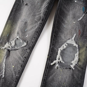 Amiri Sprühfarben Besprühte Schwarze Jeans Herren - Luxuriöse Designer Denim