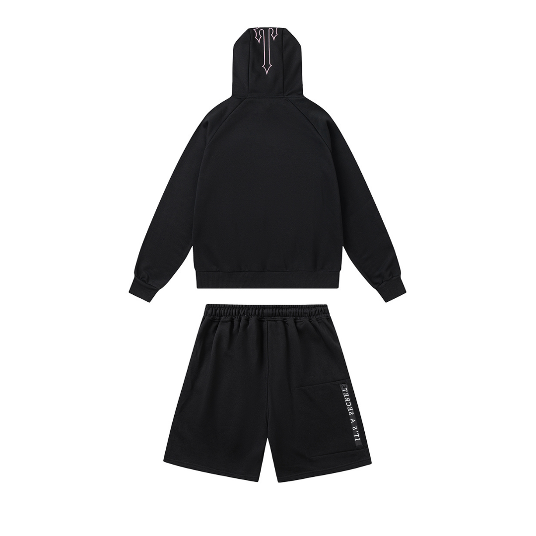 Trapstar Decoded 2.0 Kapuzen-Trainingsanzug Schwarz-Pink – Stylischer Urban Streetwear Look