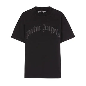 Palm Angels Klassisches Logo T-Shirt Schwarz Hochwertige Baumwolle Stilvolles Herren-Shirt