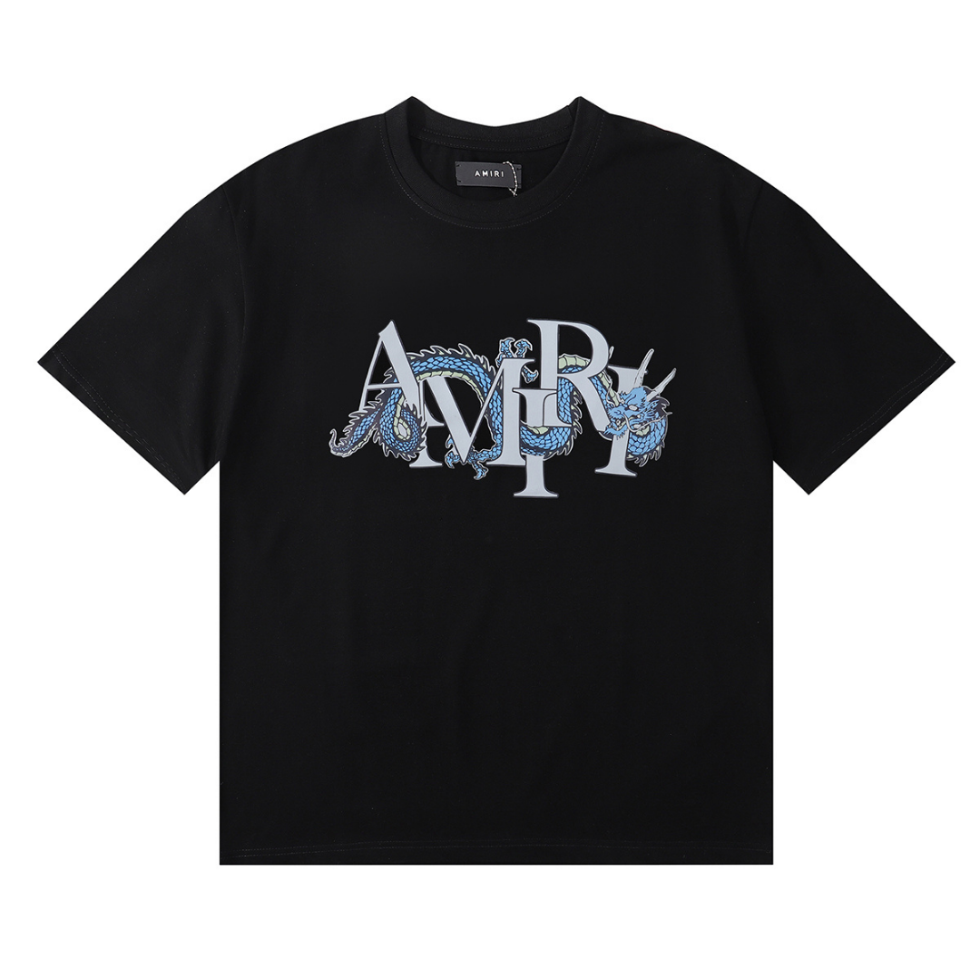 Amiri Drachen T-Shirt: Luxuriöses Designer Baumwoll-T-Shirt Streetwear Herren
