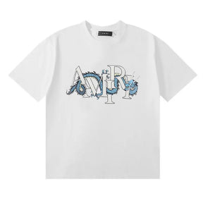 Amiri Drachen T-Shirt Herren Schwarz Baumwolle Luxus Streetwear Drachen Print