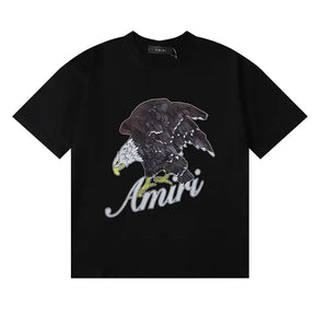 Amiri Adler Designer T-Shirt Herren Schwarz Luxus Streetwear Baumwolle Kurzarm Top