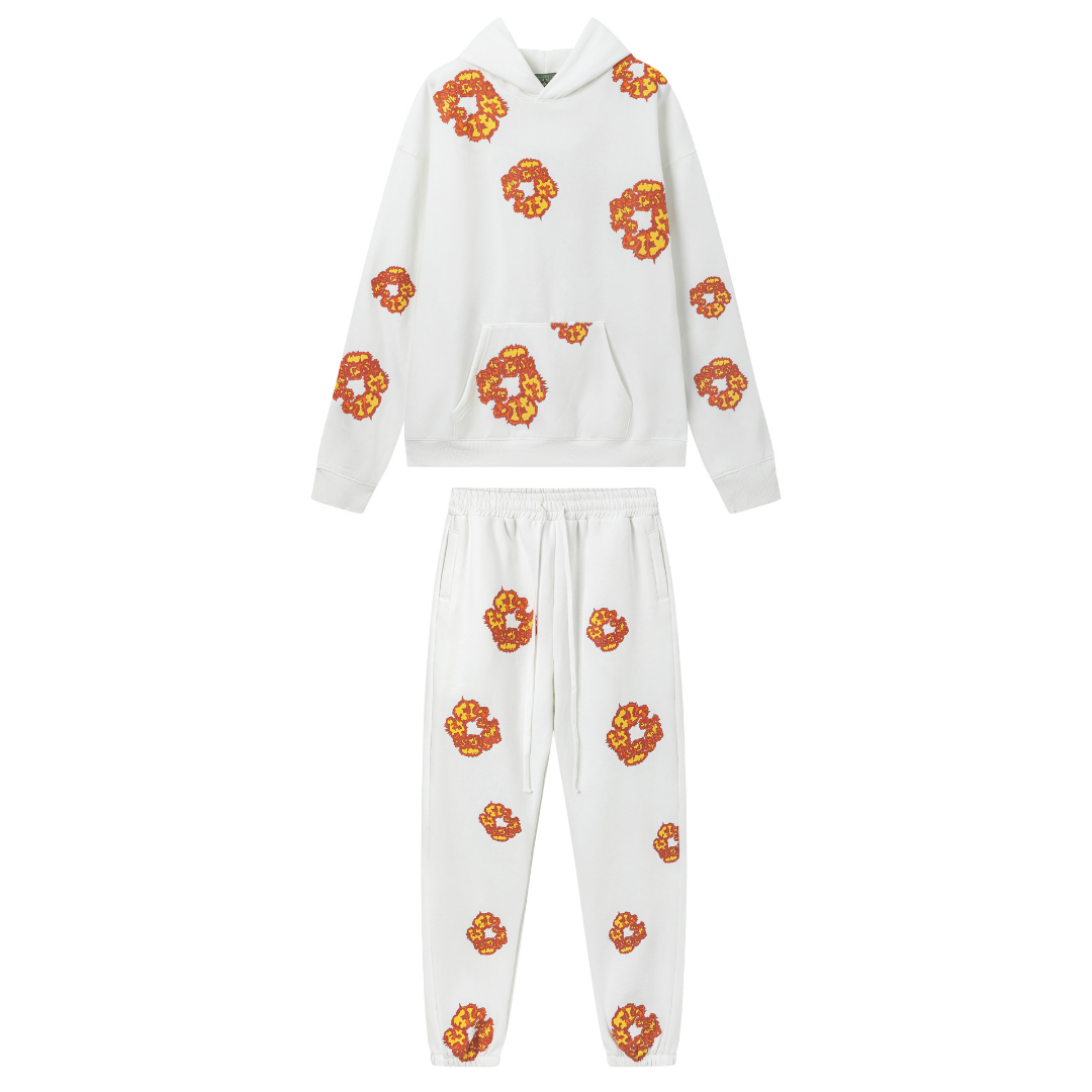 Denim Tears Weiß-Orange Designer Trainingsanzug – Stilvoller Komfort für Ihn