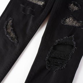 Amiri Herren Full Black Diamond Jeans Luxus Stretch Designer Denim Hose