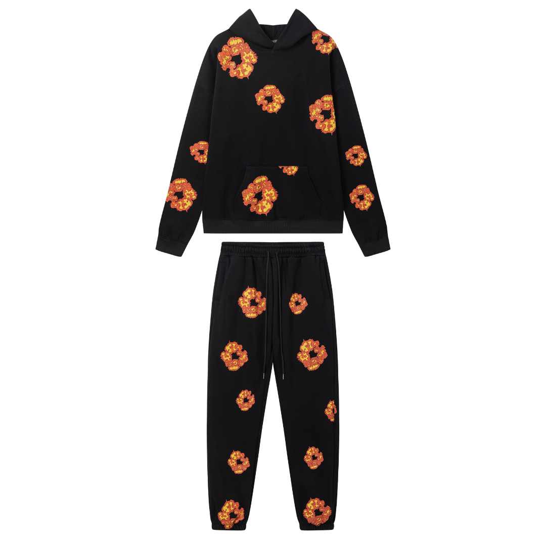 Denim Tears Schwarz Orange Trainingsanzug: Stylisch, Bequem, Exklusiv für Streetwear-Fans