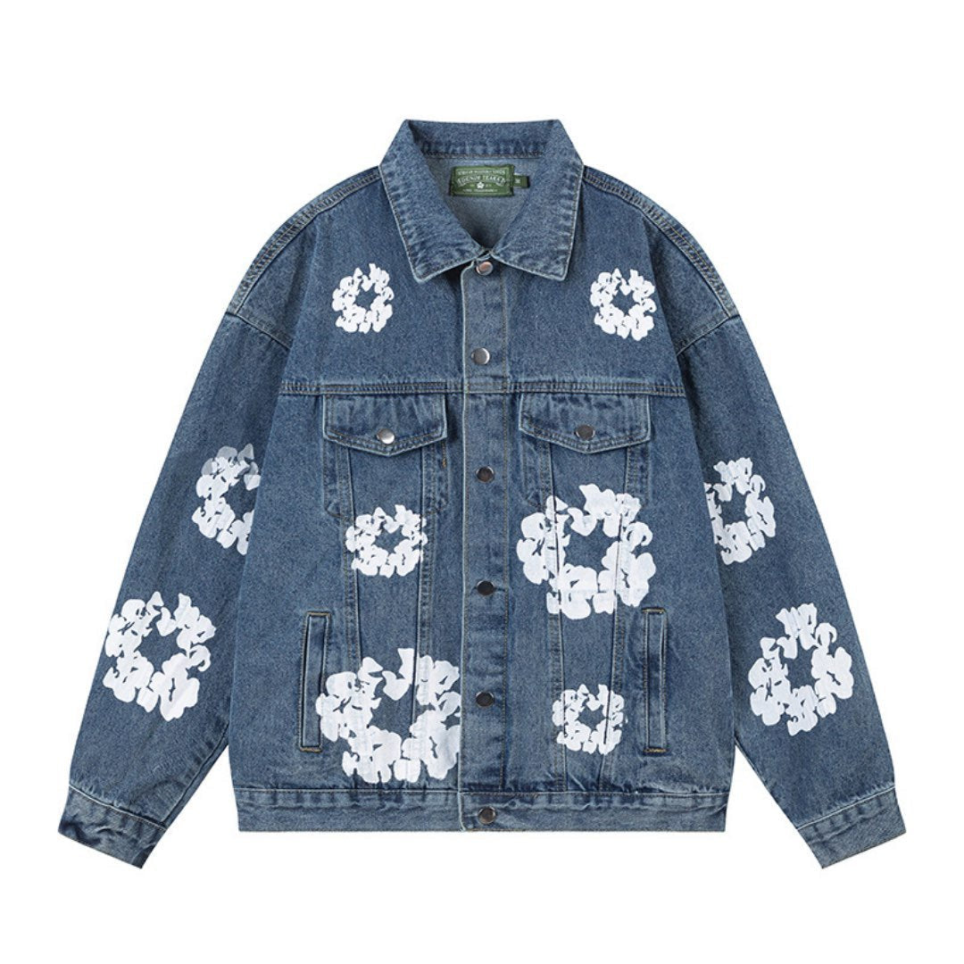 Denim Tears Blaues Baumwoll-Set: Trendige Jacke & Hose für Streetwear-Fans