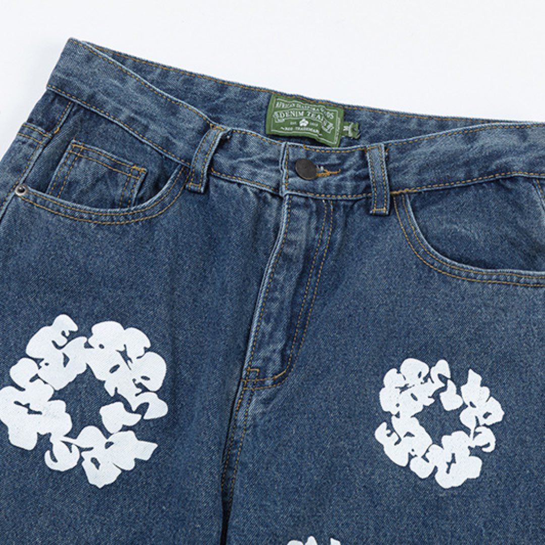 Denim Tears Blaues Baumwoll-Set: Trendige Jacke & Hose für Streetwear-Fans