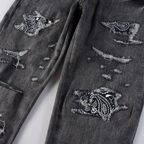 Amiri Schwarze Bandana Designer Jeans – Luxuriöser Slim Fit Stretch Denim Herren