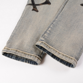 Amiri Schwarze Bones Blaue Jeans – Stylische Denim mit Knochen-Design