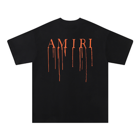 Amiri Paint Drip AM Schwarzes T-Shirt – Stylisches Designer-Shirt mit einzigartigem Farbspritzer-Design