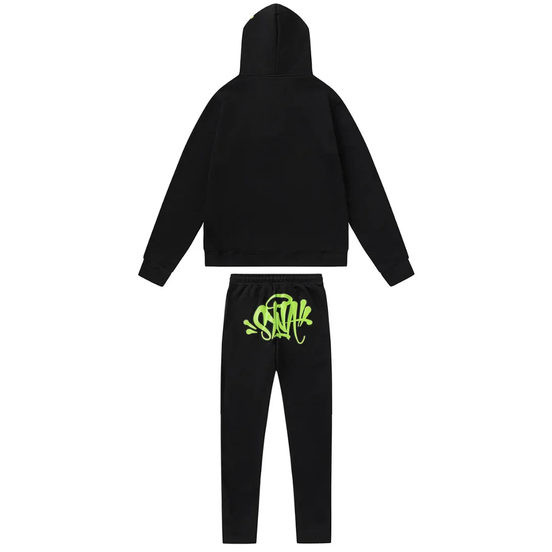 Syna World Schwarzer Grüner Trainingsanzug Stilvolles Streetwear Set Bequeme Passform