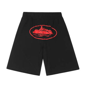 Corteiz Schwarze Rote Shorts – Exklusive Streetwear Herren Shorts Lässig Bequem