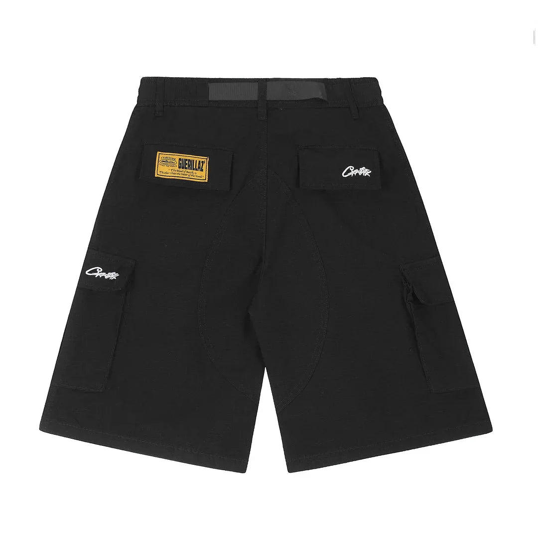 Corteiz Cargo Shorts Schwarz Gelb – Robuste Streetwear für den urbanen Look