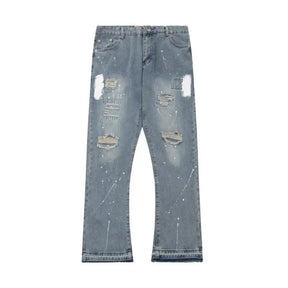 Einzigartige Gallery Dept. Handbemalte Künstler-Jeans – Deconstructed Streetwear Denim Hose