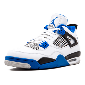 Air Jordan 4 Retro Motorsports Sneaker: Klassischer Herren Sportschuh aus Leder in Blau-Weiß