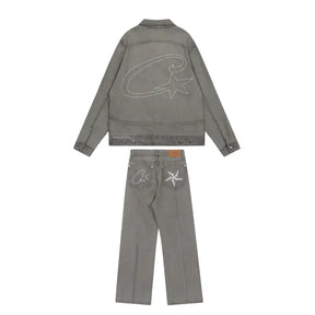 Corteiz Grau Denim Set: Hochwertige Streetwear für Exklusiven Urbanen Style