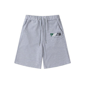Stylisches Trapstar Decoded Grau-Grün Chenille Shorts Set für Herren