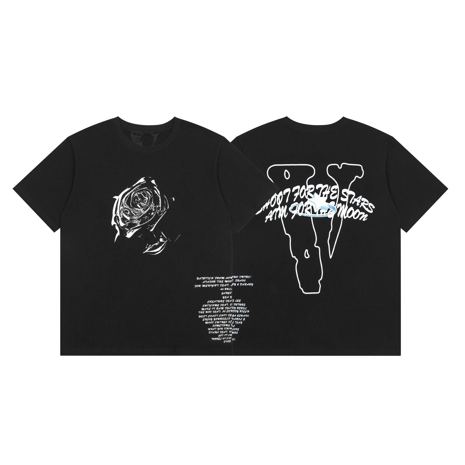 V-LONE Rose Streetwear T-Shirt Unisex Baumwolle Schwarz Komfortabel Stylisch Design