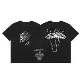 V-LONE Rose Streetwear T-Shirt Unisex Baumwolle Schwarz Komfortabel Stylisch Design